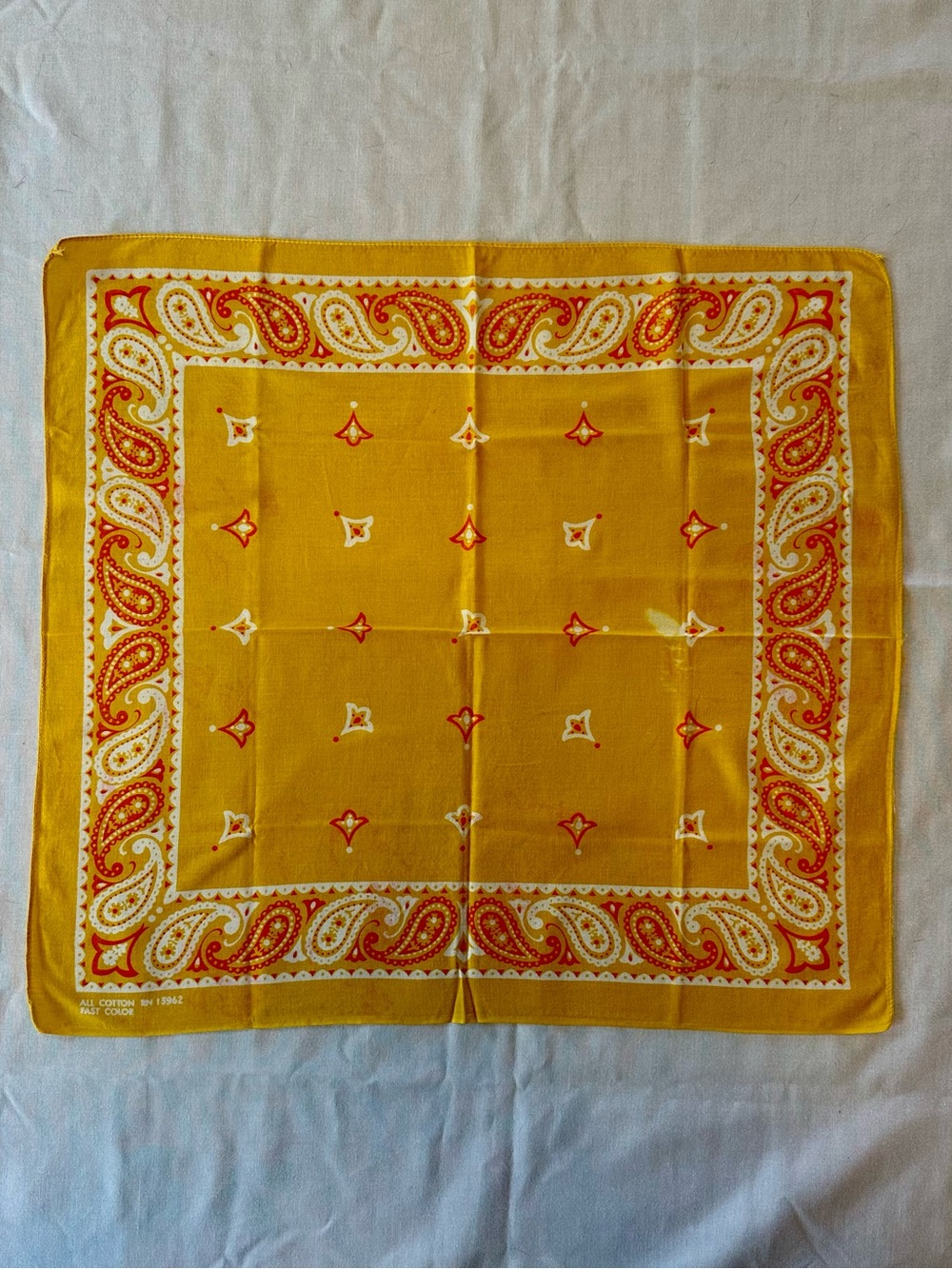 Vintage Gold Paisley Bandana RN 13962 Fast Color Cotton